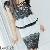 <Love Rich>上品レース キャバドレス パーティードレス (ホワイト)