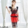 <Love Rich>上品レース キャバドレス パーティードレス (レッド)